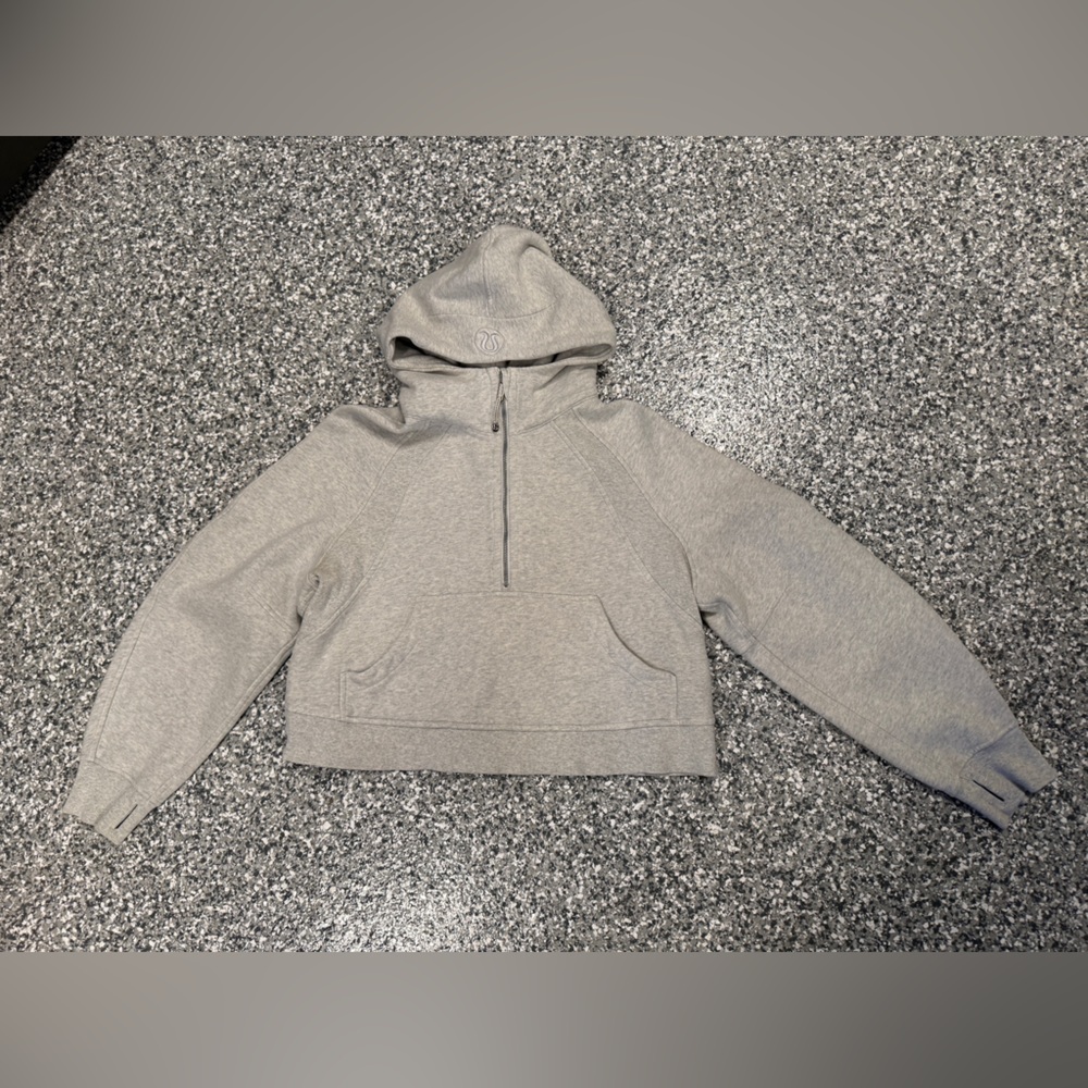 lululemon Light Gray Half-Zip Scuba cropped Hooded Sweatshirt
